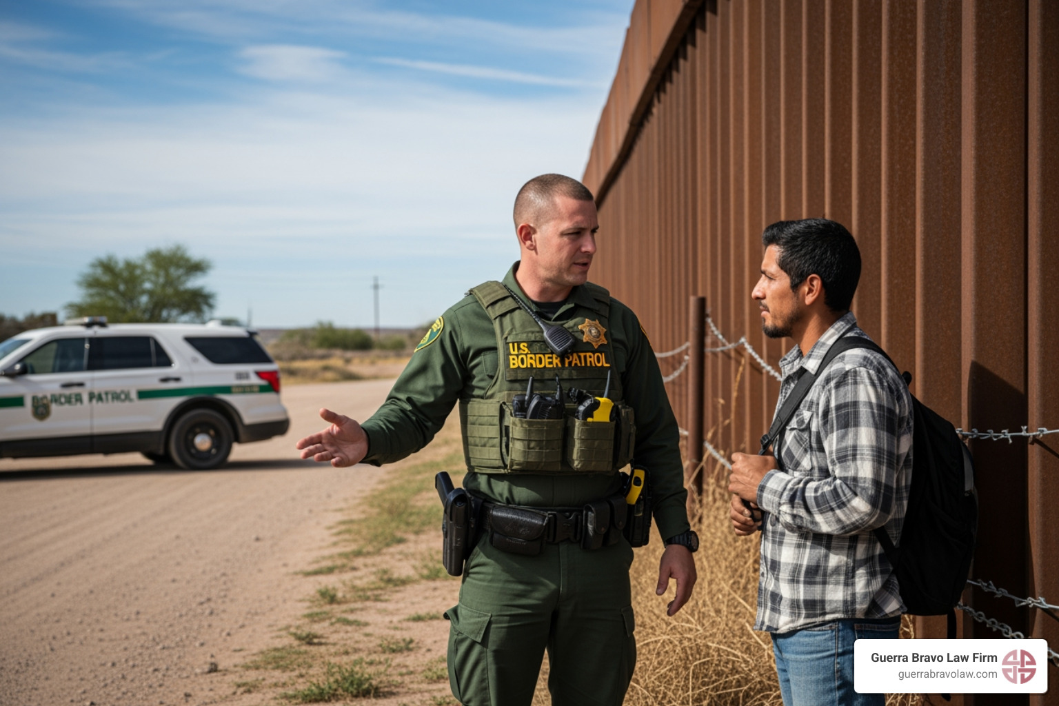 border patrol officer speaking with an individual - deportation and removal