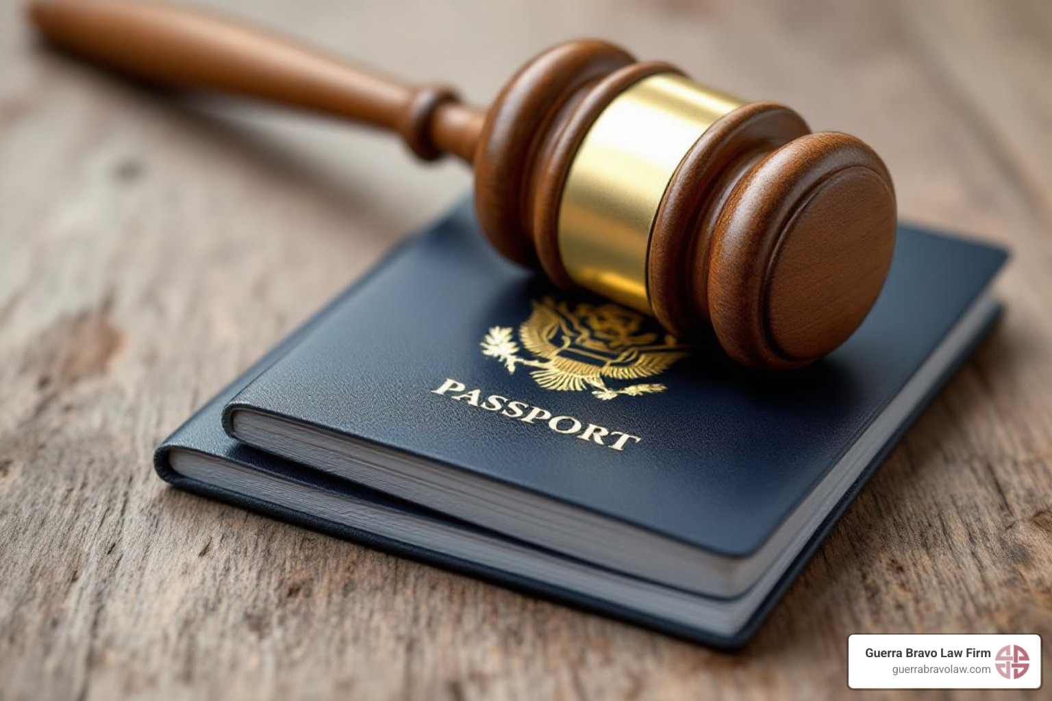 image of a gavel resting on a passport, symbolizing legal judgments on travel and status - Difficult immigration cases